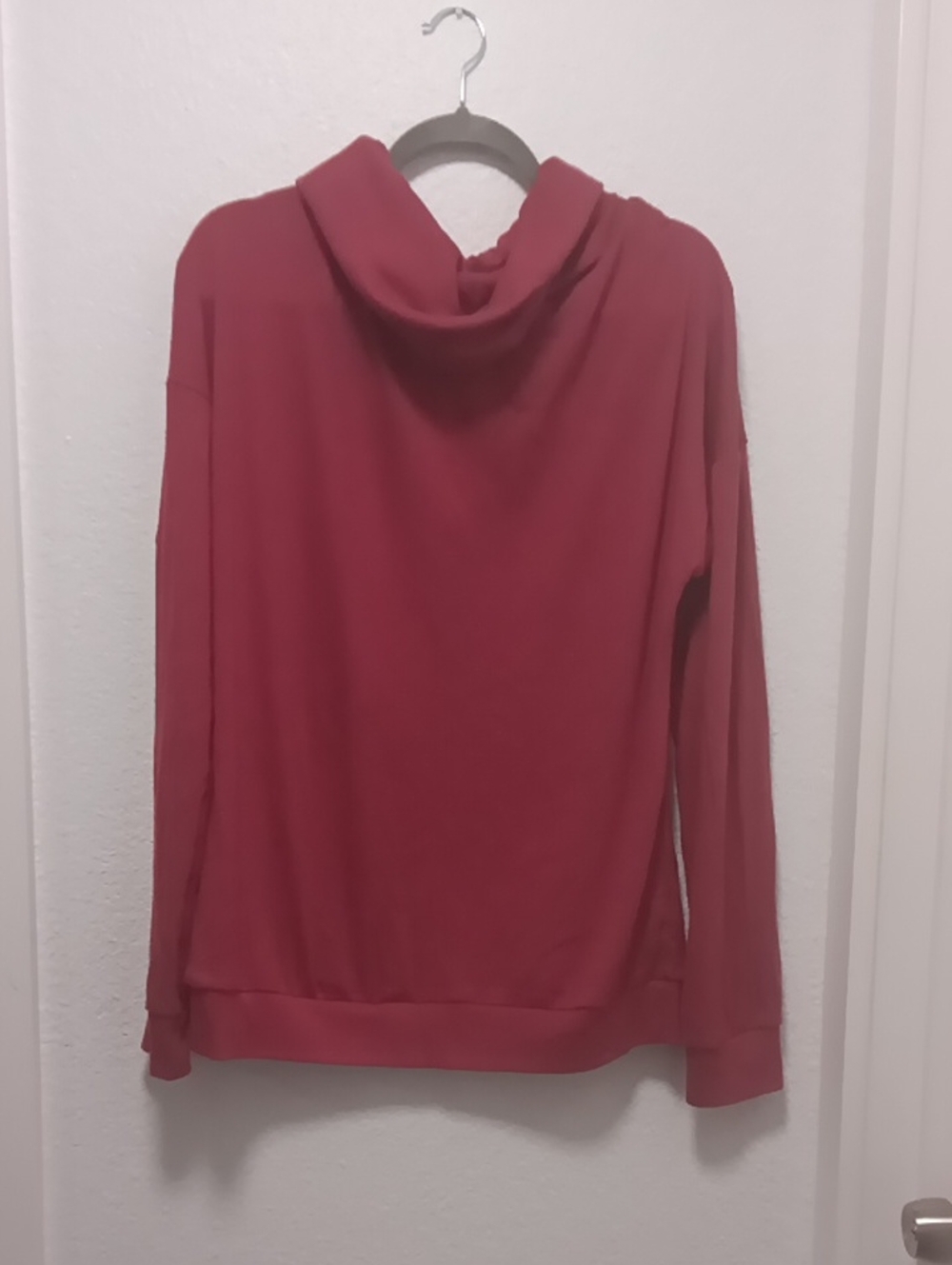Very Cozy Soft Women's Slim Fucia Long Sleeve Drop Collar Sweatshirt